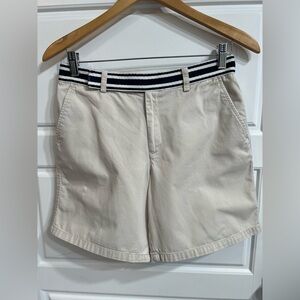 Tommy Hilfiger Women's Tan Shorts with Striped Waistband